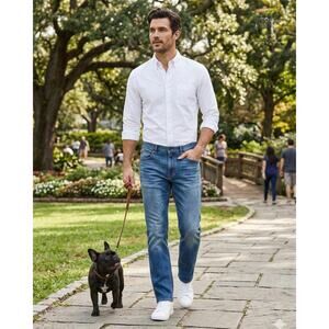 IZOD Mens 40x29 Jeans Stretch Comfort Straight Leg Denim Medium Wash Blue Pants